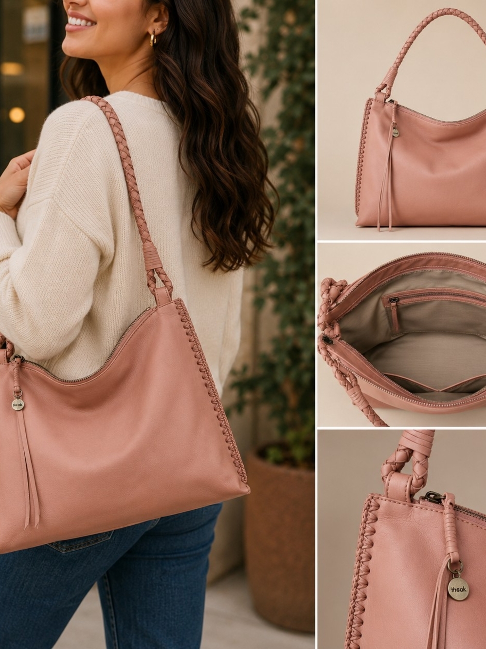 NEW WITH TAGS The Sak Mariposa Leather Shoulder Bag in Coral MSRP $159.00
